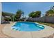 Backyard sparkling blue swimming pool with surrounding concrete deck and grassy areas at 18818 N 12Th Ave, Phoenix, AZ 85027
