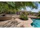 Beautiful backyard featuring stone accents, desert landscaping, and a covered patio at 31234 N 47Th Pl, Cave Creek, AZ 85331