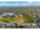 Panoramic overhead shot of a densely populated residential area featuring a school, park, and baseball field at 3649 E Delcoa Dr, Phoenix, AZ 85032