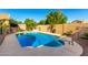 Inviting pool with clear blue water and secure fencing, surrounded by lush landscaping at 5731 W Gail Dr, Chandler, AZ 85226