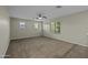 Bright bedroom featuring neutral walls, plush carpet, a ceiling fan, and ample natural light from the windows at 1953 E Lafayette Ave, Gilbert, AZ 85298
