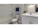 Clean bathroom with shower-tub combo, toilet, and vanity with sink at 3704 E Haflinger Rd, San Tan Valley, AZ 85140