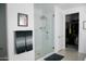 Bathroom with sleek glass-enclosed shower and organized walk-in closet at 4040 E Caitlin Dr, San Tan Valley, AZ 85140