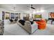 Bright living room boasts golf course views, modern furniture, and a sliding glass door at 6432 E El Sendero Rd, Carefree, AZ 85377