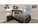 Relaxing bedroom featuring a queen bed, bedside tables and decorative artwork at 9821 E Windrose Dr, Scottsdale, AZ 85260