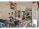 Inviting covered patio featuring comfortable seating and seamless indoor-outdoor living with beautiful views at 9821 E Windrose Dr, Scottsdale, AZ 85260