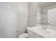 Clean bathroom with white vanity, mirror, and shower with glass door at 14870 W Encanto Blvd # 1091, Goodyear, AZ 85395