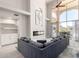 Spacious living room with lots of natural light, modern fireplace, and view of the outdoor pool area at 1834 E Willow Tree Ct, Gilbert, AZ 85234