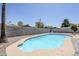 Backyard featuring a private pool, gravel landscaping, and block fence surround at 2337 E Contessa St, Mesa, AZ 85213