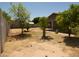 Backyard featuring some sparse ground cover, trees, and house in the background at 5634 W Puget Ave, Glendale, AZ 85302