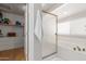 Bathroom view showcases a walk-in shower, closet and a soaking tub with tile surround at 6017 E Kathleen Rd, Scottsdale, AZ 85254