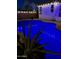 The backyard pool and spa are bathed in stunning evening lights, creating a relaxing ambiance at 11622 W Palm Brook Dr, Avondale, AZ 85392