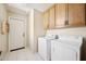 Laundry room with washer, dryer, and cabinets for storage at 11816 E Terra Dr, Scottsdale, AZ 85259