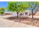 Attractive single-story residence with a two-car garage, desert landscaping, and mature trees providing shade at 1858 S Ocotillo Dr, Apache Junction, AZ 85120