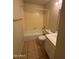 The bathroom has a shower and a toilet at 3328 E Crescent Ave, Mesa, AZ 85204