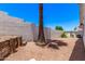 Backyard featuring tall palm tree and white brick perimeter wall at 17025 E De Anza Dr, Fountain Hills, AZ 85268