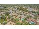Bird's-eye view of a house with a swimming pool, lush garden, and surrounding homes in a quiet neighborhood at 6102 E Aster Dr, Scottsdale, AZ 85254