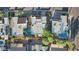Overhead view of homes with private pools, verdant landscaping, and serene backyard retreats in a residential area at 7610 N Via De Manana Dr, Scottsdale, AZ 85258