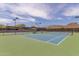 Well-maintained tennis courts offer a great recreational outlet with mountain views and shaded seating areas at 41227 N Rolling Green Way, Anthem, AZ 85086