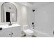 Bright bathroom with tiled shower and bathtub, new toilet, and modern vanity at 609 E Mesquite Cir # D132, Tempe, AZ 85288