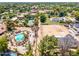 Aerial view of property with a pool, mature palm trees and landscaping adjacent to a large undeveloped lot at 8606 S Dorsey Ln, Tempe, AZ 85284