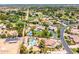 Neighborhood aerial view showcasing the home's prime location and neighboring properties with pools and tennis courts at 8606 S Dorsey Ln, Tempe, AZ 85284