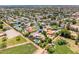 Neighborhood aerial view showcasing the home's prime location, lush greenery, and neighboring properties with pools and tennis courts at 8606 S Dorsey Ln, Tempe, AZ 85284