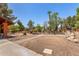 Spacious backyard featuring an outdoor BBQ area with mature trees and desert landscaping at 8606 S Dorsey Ln, Tempe, AZ 85284