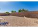 Spacious backyard features low maintenance landscaping and block wall fencing at 10956 E Delta Ave, Mesa, AZ 85208