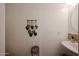 Powder room featuring decorative cactus accent and pedestal sink with modern fixtures at 1350 S Greenfield Rd # 1130, Mesa, AZ 85206