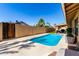 Private backyard featuring a swimming pool, patio, and lush landscaping, ideal for relaxation and outdoor enjoyment at 1630 W Calle Del Norte --, Chandler, AZ 85224