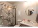 Bright bathroom featuring modern glass shower and gray vanity at 18198 E El Viejo Desierto --, Gold Canyon, AZ 85118