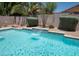 Inviting backyard pool with a waterfall feature, surrounded by desert plants and a tiled patio at 18198 E El Viejo Desierto --, Gold Canyon, AZ 85118
