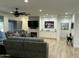 Inviting living room with hardwood floors, comfortable seating, a fireplace and access to backyard patio at 19882 N Crimson Ridge Way, Surprise, AZ 85374