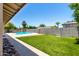 Spacious backyard features a refreshing pool and well-maintained artificial grass at 1502 E Minton Dr, Tempe, AZ 85282