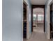 Hallway view into a bedroom with carpeted floors, ceiling fan, and natural lighting at 3080 E Andre Ave, Gilbert, AZ 85298