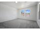 Bright bedroom with plush carpet, large windows, and a ceiling fan at 45647 W Starlight Dr, Maricopa, AZ 85139