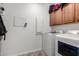 A well-maintained laundry room with modern appliances and storage at 723 E Gemini Pl, Chandler, AZ 85249
