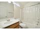 Cozy bathroom with a single sink vanity, toilet, and tub/shower combo with neutral finishes at 2402 E 5Th St # 1649, Tempe, AZ 85288