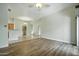 Spacious living room boasts wood floors and an open layout at 2402 E 5Th St # 1649, Tempe, AZ 85288