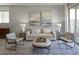 Elegant living room with neutral tones, stylish furniture, and natural light from sliding glass door at 3310 E Valleyhigh Trl, San Tan Valley, AZ 85143