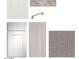 Interior design featuring white cabinet, speckled countertop, gray backsplash, steel pull, and gray carpet at 3310 E Valleyhigh Trl, San Tan Valley, AZ 85143