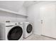 Bright laundry room with appliances, overhead shelf and light colored walls at 640 W Country Estates Ave, Gilbert, AZ 85233