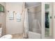 Bathroom with a shower and towels hanging on the wall at 9347 E Edgewood Ave, Mesa, AZ 85208