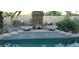 Stunning tiled water feature accents the luxurious backyard pool and landscaping at 15861 W Westview Dr, Goodyear, AZ 85395
