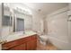 This bathroom has a single sink vanity and a shower tub combo at 17910 N 92Nd Ln, Peoria, AZ 85382