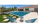 Beautiful backyard featuring a sparkling pool, lounge chairs, and well-maintained landscaping at 24840 S 195Th St, Queen Creek, AZ 85142