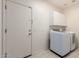 Practical laundry room with a side-by-side washer and dryer and overhead storage cabinets at 2741 E San Tan St, Chandler, AZ 85225