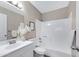 Clean bathroom with a tub, shower, and vanity at 616 S Hardy Dr # 203, Tempe, AZ 85281