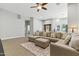 Bright living room showcasing an over sized sectional, ceiling fan, and neutral color palette with connecting kitchen and dining at 8785 E Greenview Dr, Gold Canyon, AZ 85118
